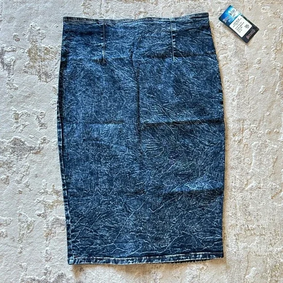 Judy Blue Vintage High Waist Dark Blue Acid Wash Pencil Skirt NWT - Size 3XL - Picture 3 of 9